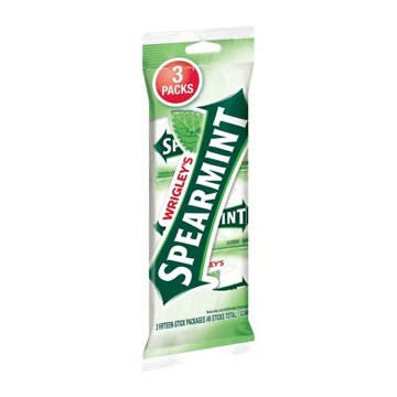 Wrigley's Spearmint Chewing Gum, 3 Pk, 45 pc