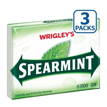 Wrigley's Spearmint Chewing Gum, 3 Pk, 45 pc