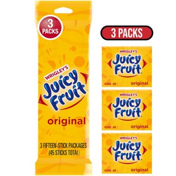 Juicy Fruit Original Chewing Gum - 3 Value Pack, 45 pc