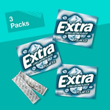 Extra Polar Ice Sugar Free Chewing Gum, 3 pk, 45 pc