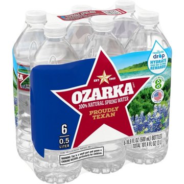 Ozarka 100% Natural Spring Water 6 pk Bottles, 16.9 oz