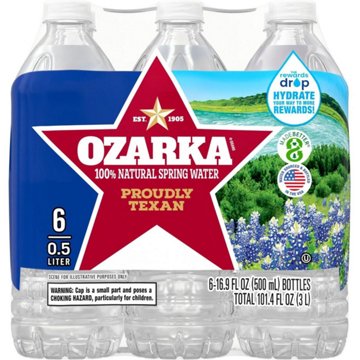 Ozarka 100% Natural Spring Water 6 pk Bottles, 16.9 oz