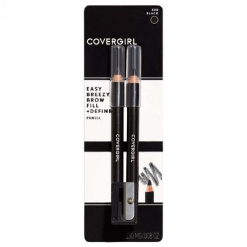 Covergirl Easy Breezy Brow Fill + Define Brow Pencils & Sharpener - 500 Black, 2 ct