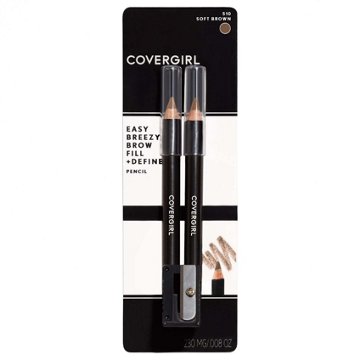 Covergirl Easy Breezy Brow Fill + Define Brow Pencils & Sharpener -  510 Soft Brown, 2 ct