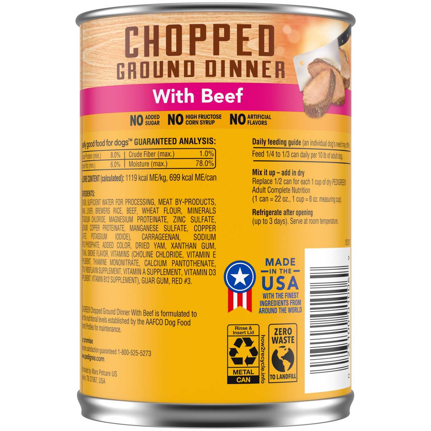 Pedigree Chopped Ground Dinner with Beef Wet Dog Food; image 2 of 5