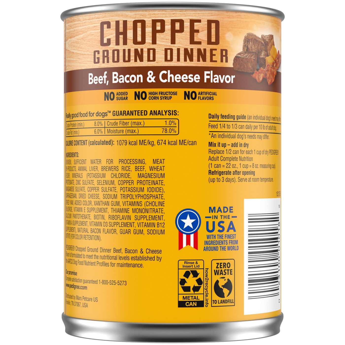 Pedigree Chopped Ground Dinner with Beef Bacon & Cheese Soft Wet Dog Food; image 2 of 2