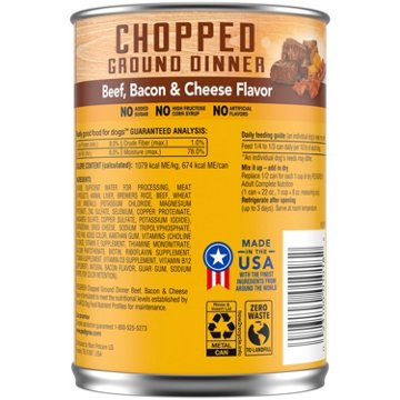 Pedigree Chopped Ground Dinner Adult Wet Dog Food - Beef Bacon & Cheese Flavor