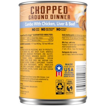 Pedigree Chopped Ground Dinner Adult Soft Wet Dog Food - Chicken Liver & Beef