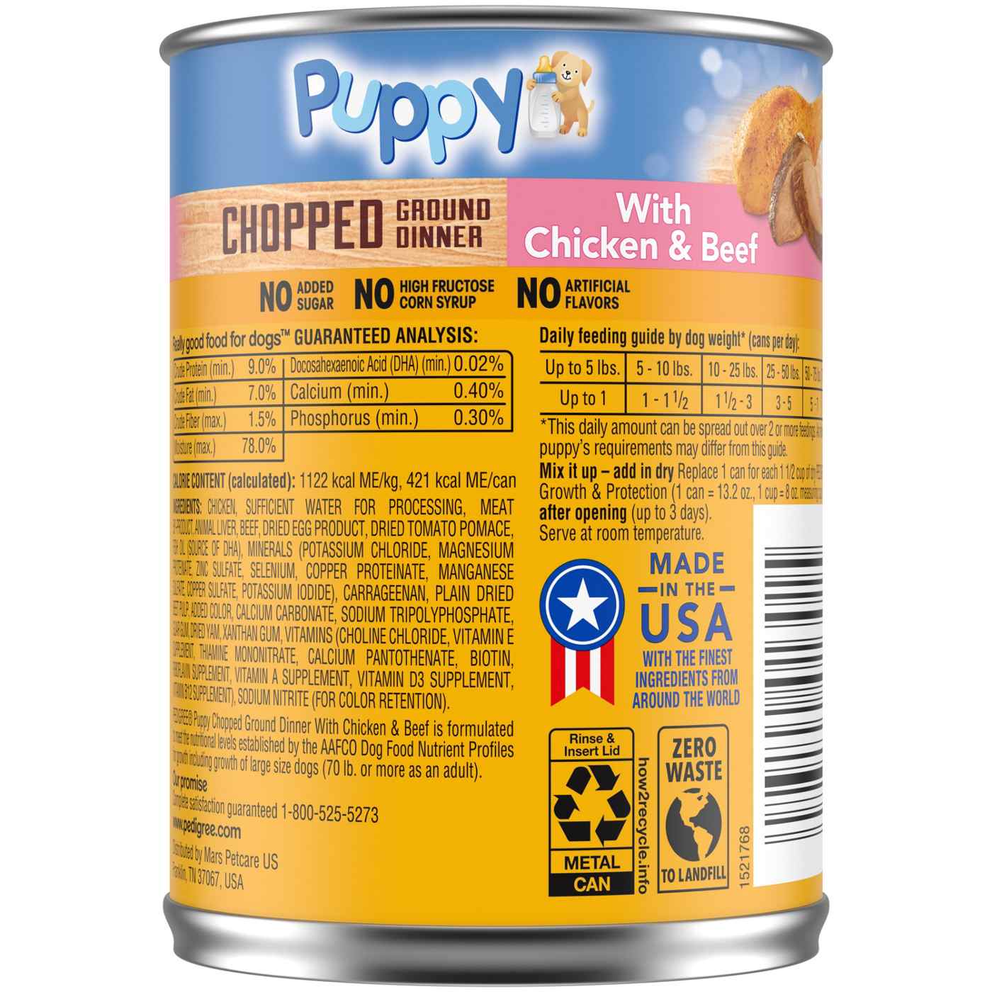 Pedigree Puppy Chopped Ground Dinner with Chicken & Beef Wet Soft Puppy Food; image 2 of 5