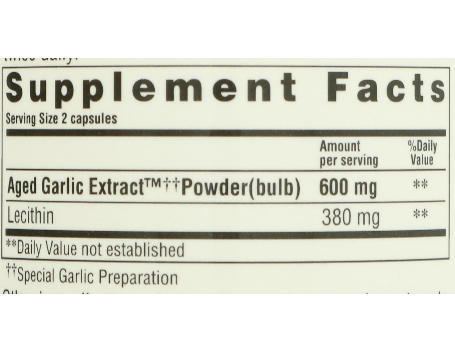 Kyolic Aged Garlic Extract Plus Lecithin Formula 104 Capsules Shop