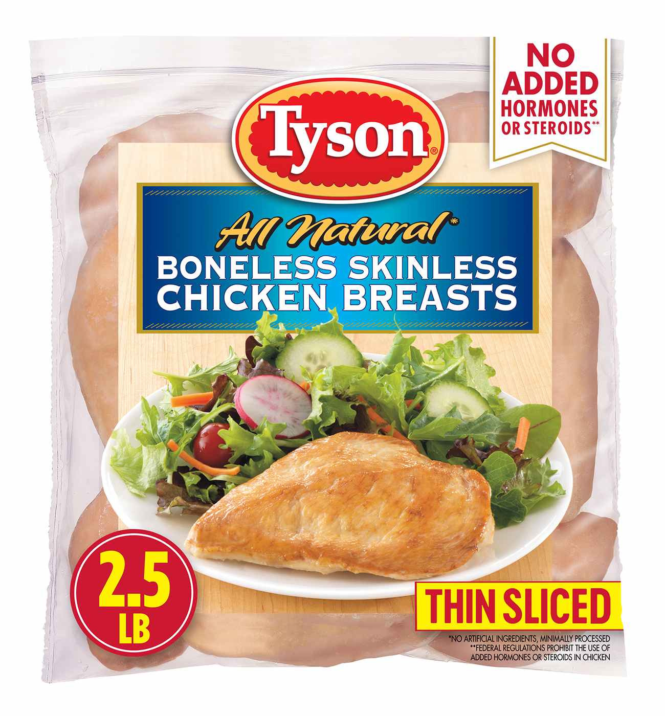 Tyson Frozen Boneless Skinless Chicken Breasts, Thin Sliced; image 1 of 3