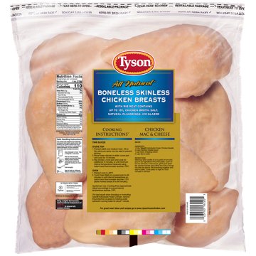 Tyson Frozen Boneless Skinless Chicken Breasts, Thin Sliced, 40 oz