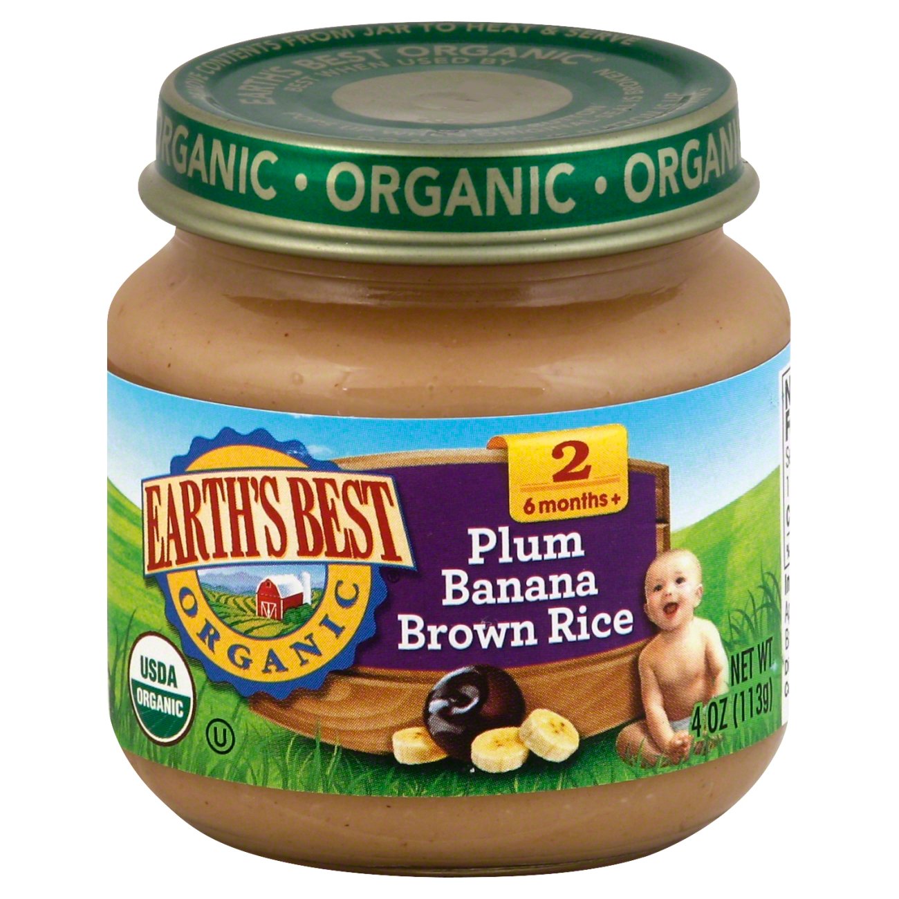 Earths Best Organic Stage 2 Baby Food Plum Banana Brown Rice Shop Baby Food at HEB