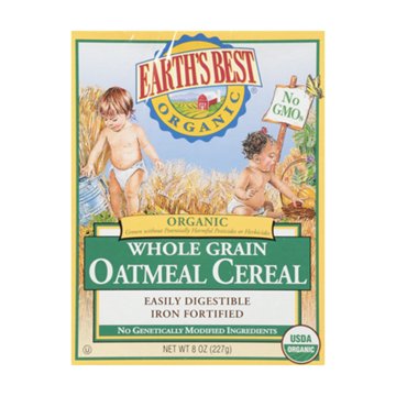 Earth's Best Organic Whole Grain Oatmeal Cereal for Baby, 8 oz