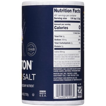 Morton Iodized Table Salt, 1.625 lb