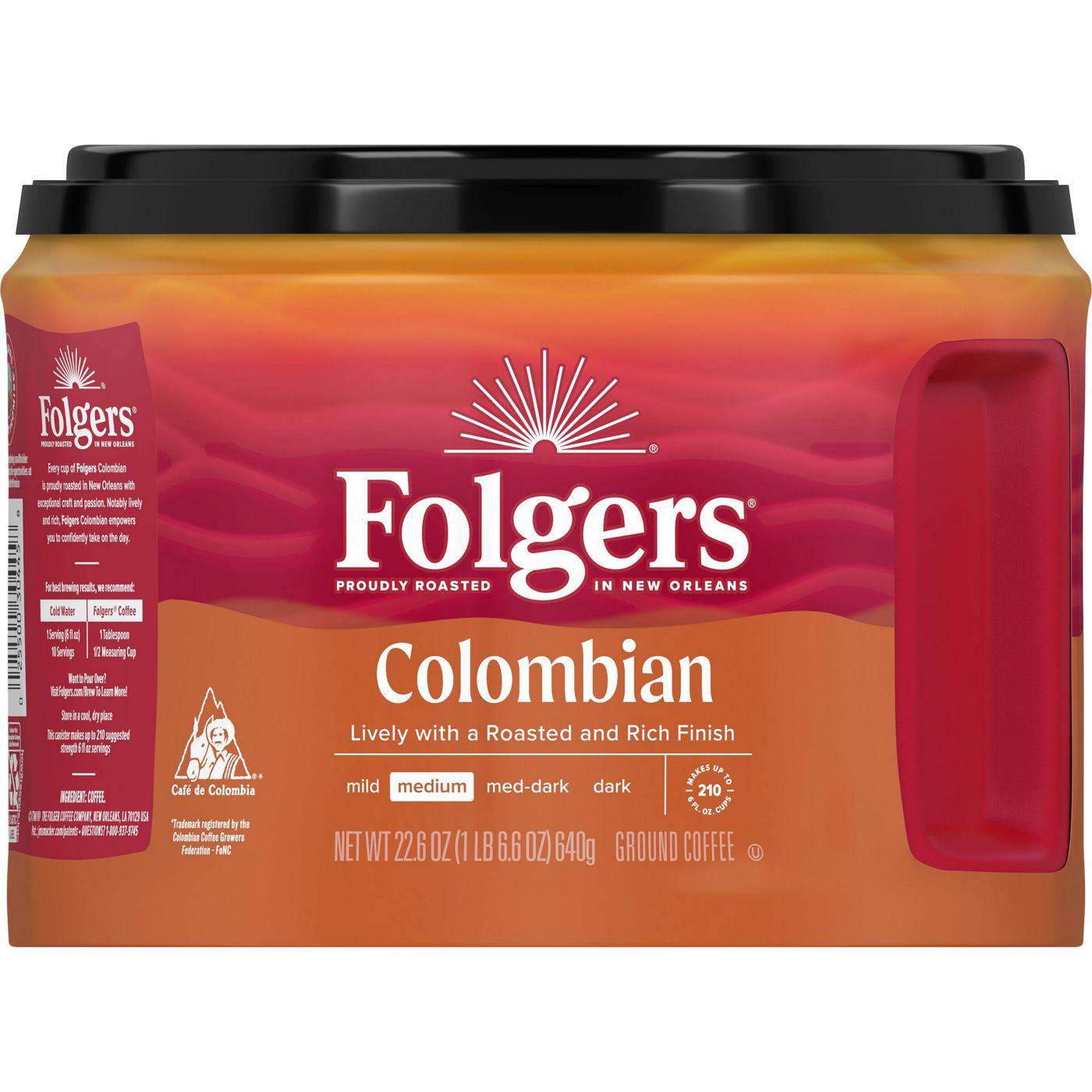 Folgers 100% Colombian Medium Roast Ground Coffee; image 1 of 6