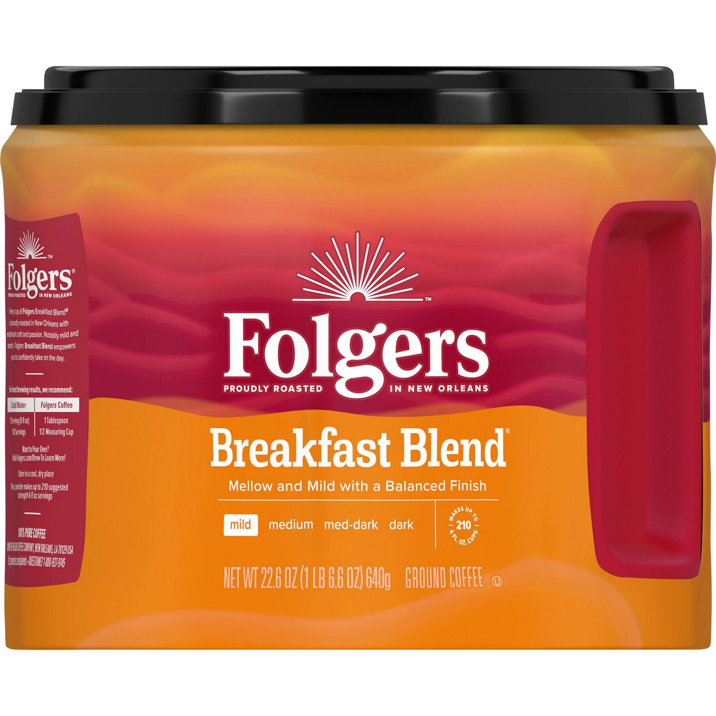 Folgers Breakfast Blend Mild Roast Ground Coffee; image 1 of 5