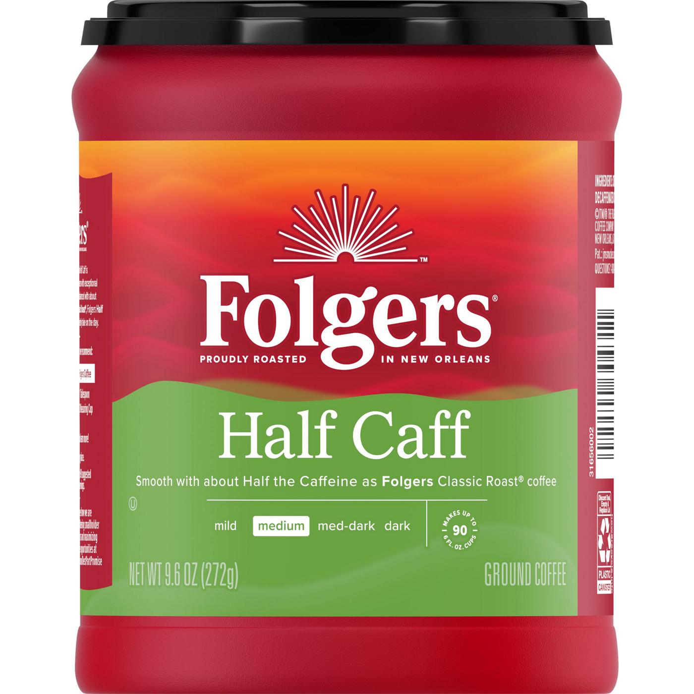 Folgers 1/2 Caff Medium Roast Ground Coffee; image 1 of 9