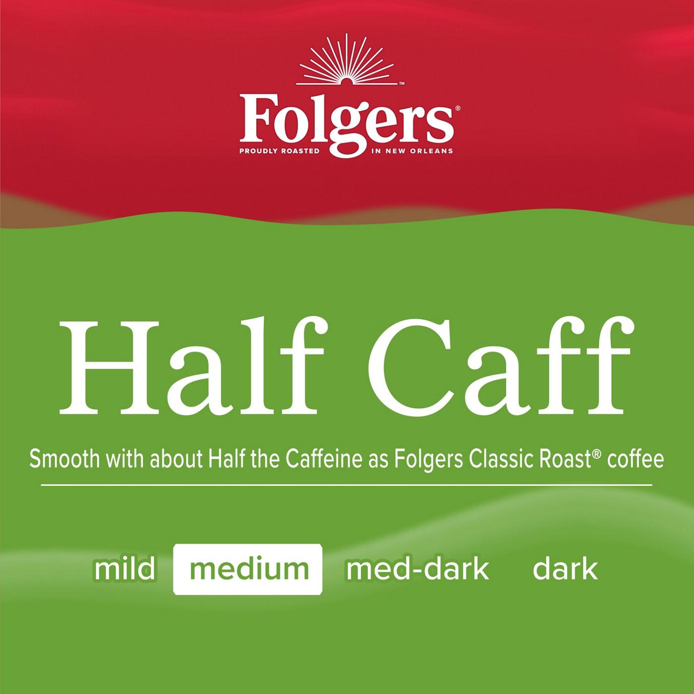 Folgers 1/2 Caff Medium Roast Ground Coffee; image 7 of 9