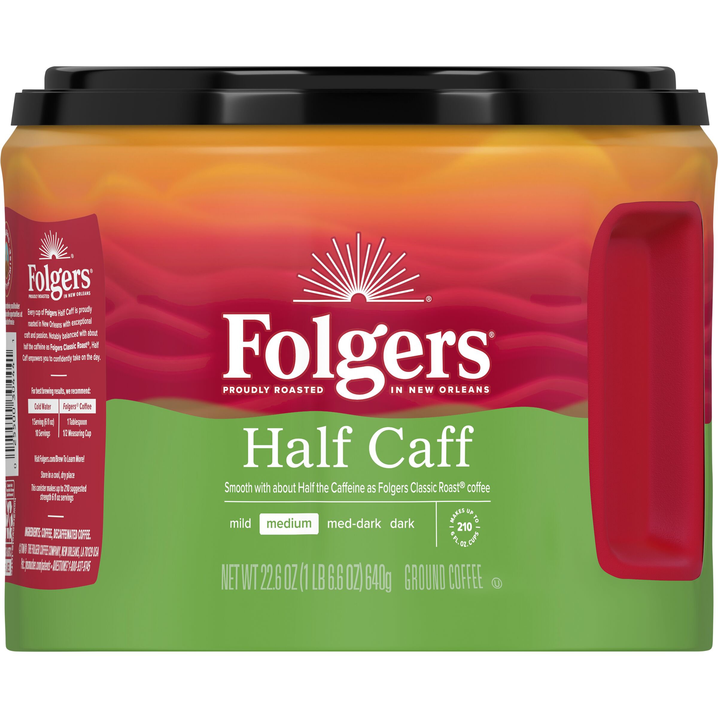 Folgers 1/2 Caff Medium Roast Ground Coffee Shop Coffee