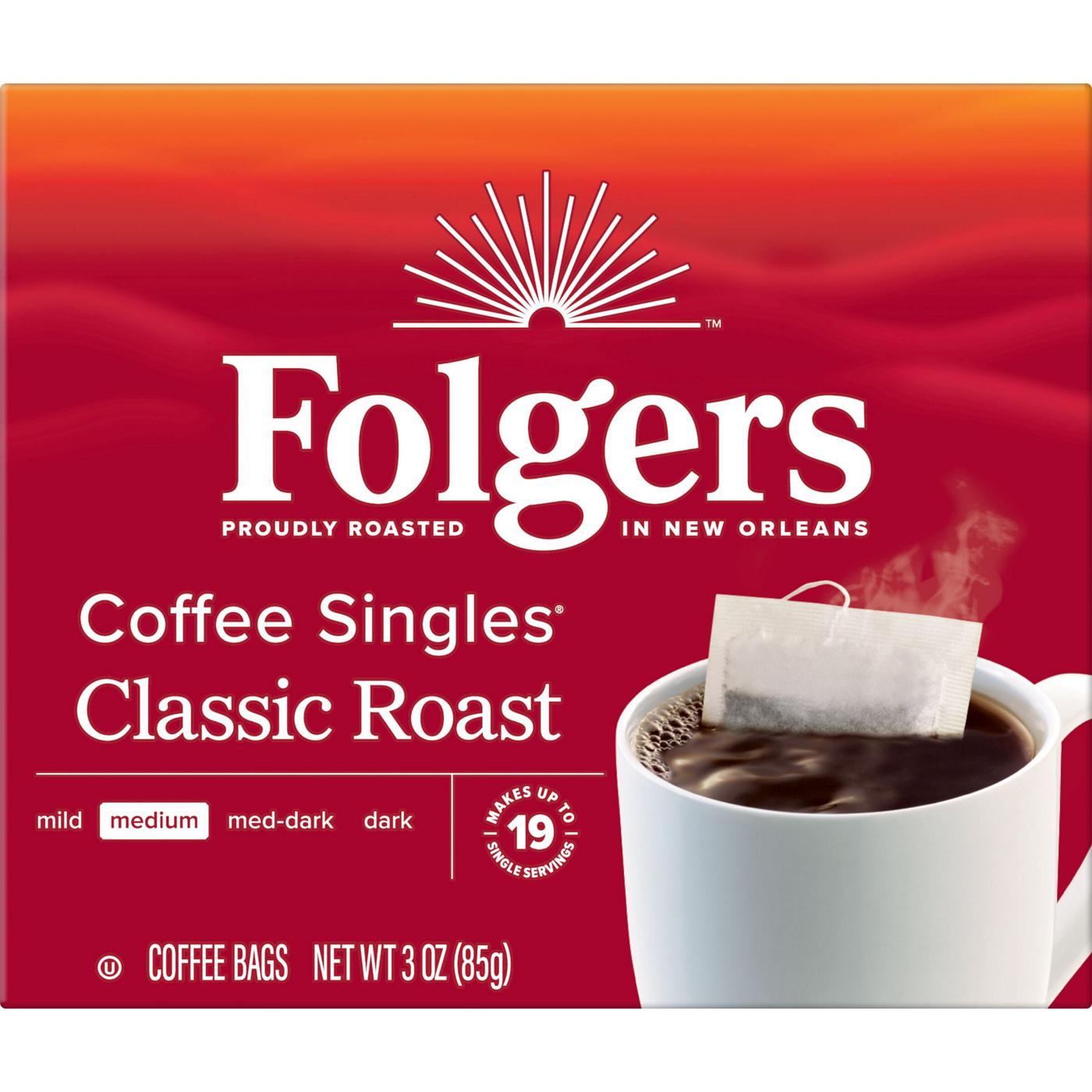 Folgers Coffee Singles Classic Roast Instant Coffee Bags; image 1 of 7