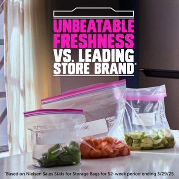 Ziploc Quart Storage Bags, Stay Open Design, 48 ct
