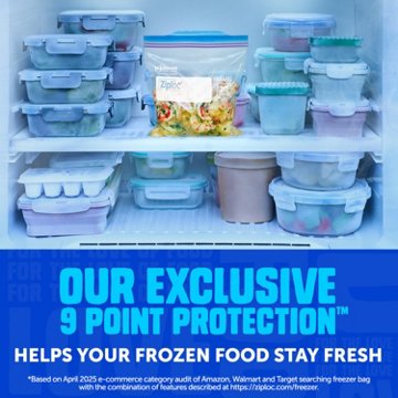 Ziploc Quart Freezer Storage Bags, Stay Open Design, 38 ct