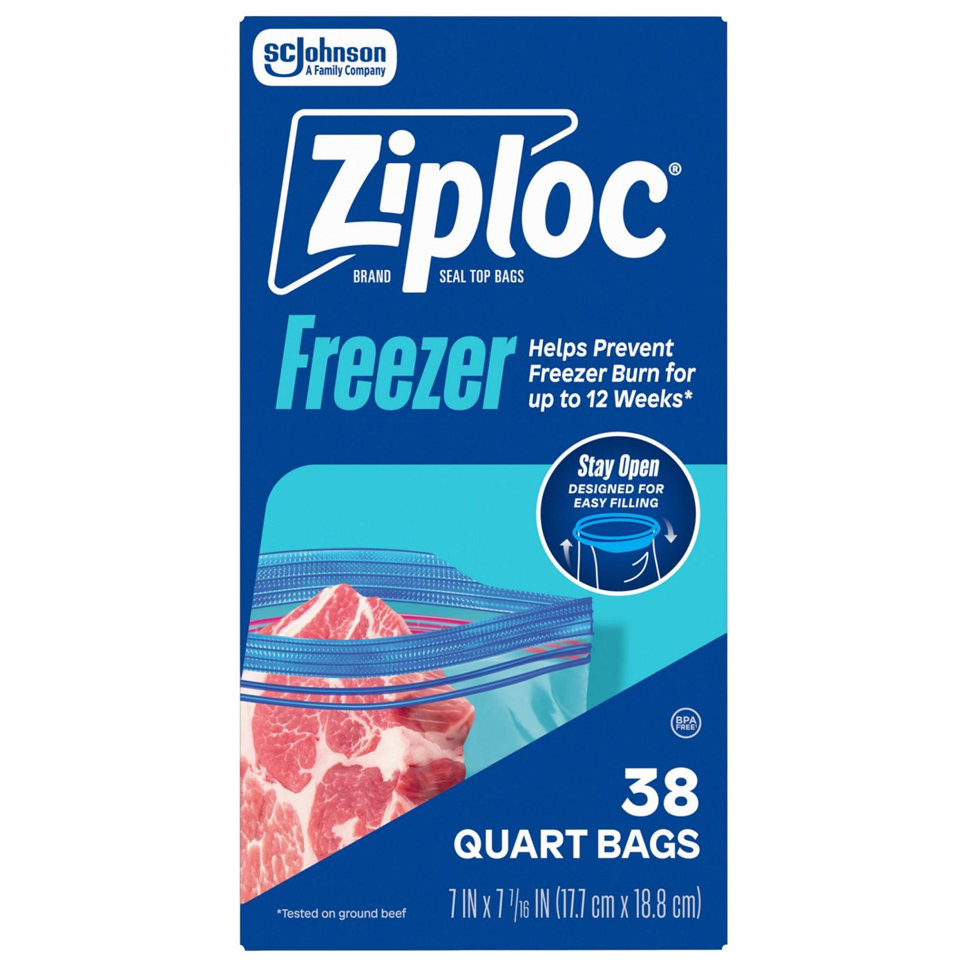 Ziploc Quart Freezer Storage Bags, Stay Open Design; image 7 of 8