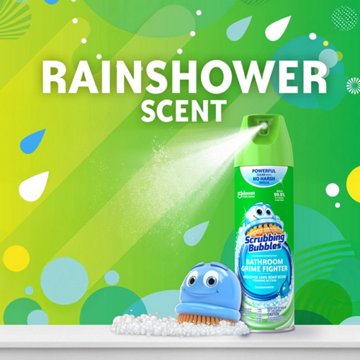 Scrubbing Bubbles Bathroom Grime Fighter Bathroom Cleaner, Aerosol Disinfectant Spray - Rainshower