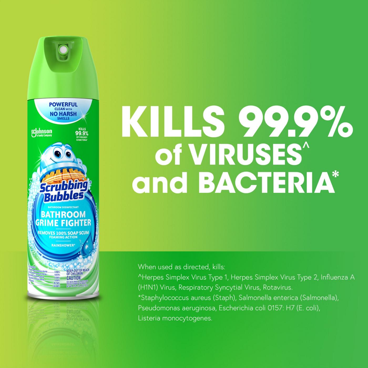 Scrubbing Bubbles Bathroom Grime Fighter Bathroom Cleaner, Aerosol Disinfectant Spray - Rainshower; image 7 of 9