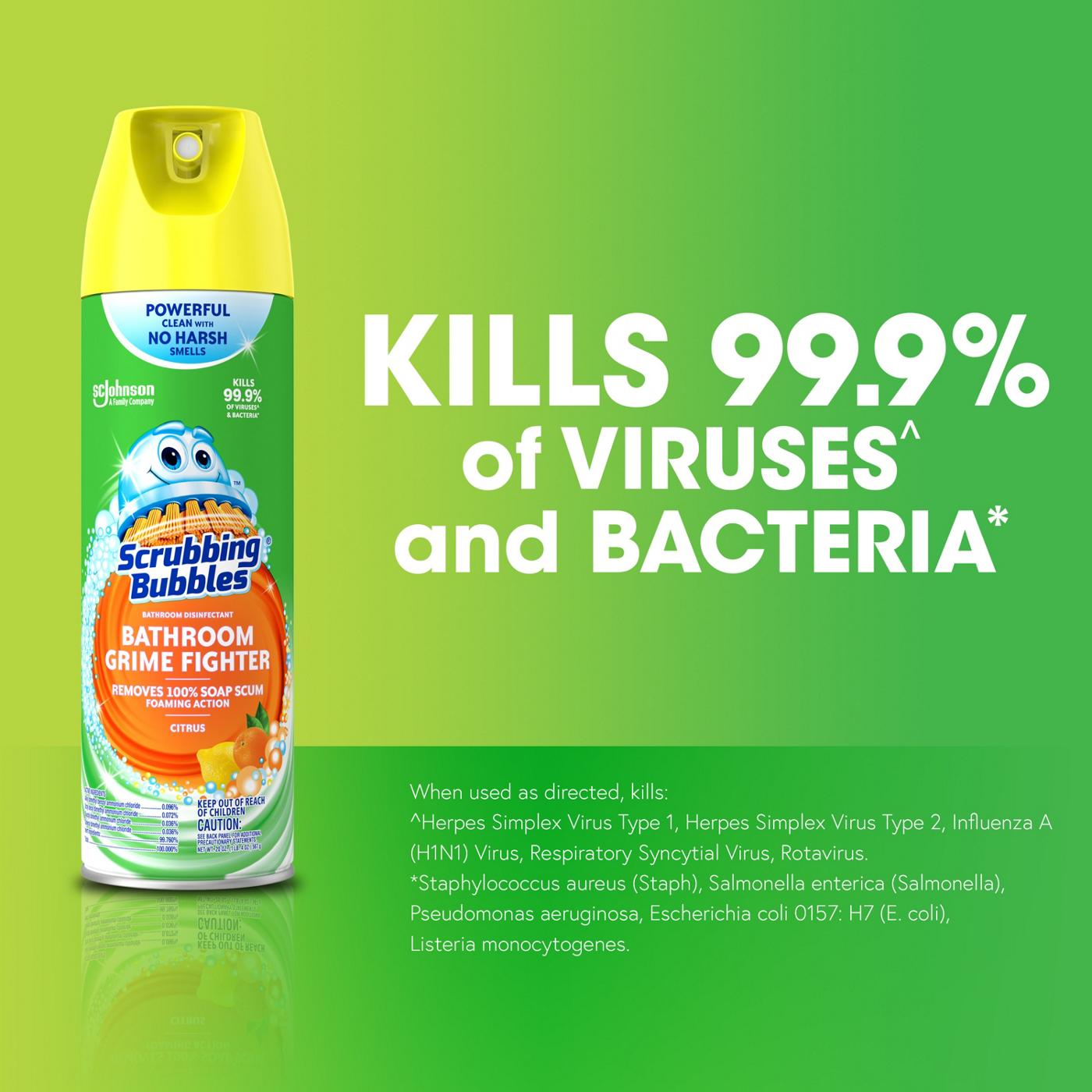 Scrubbing Bubbles Bathroom Grime Fighter Bathroom Cleaner, Aerosol Disinfectant Spray - Citrus; image 2 of 7