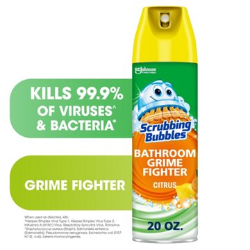 Scrubbing Bubbles Bathroom Grime Fighter Bathroom Cleaner, Aerosol Disinfectant Spray - Citrus