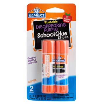 Elmer's Washable Disappearing Purple School Glue Sticks, 2 pk