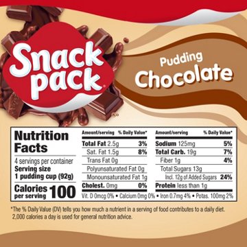 Snack Pack Chocolate Pudding Cups, 4 ct