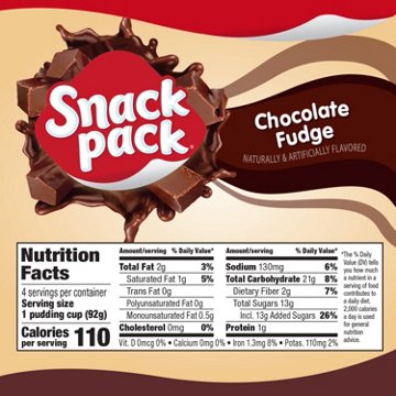 Snack Pack Chocolate Fudge Pudding Cups, 4 ct