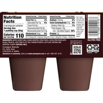 Snack Pack Chocolate Fudge Pudding Cups, 4 ct