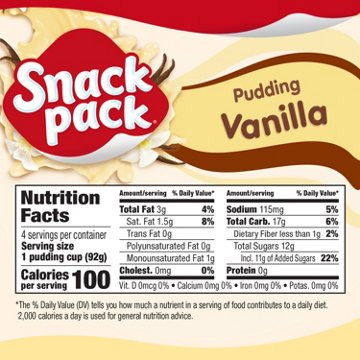 Snack Pack Vanilla Pudding Cups, 4 ct