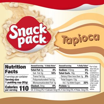 Snack Pack Tapioca Pudding Cups, 4 ct