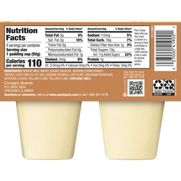 Snack Pack Tapioca Pudding Cups, 4 ct