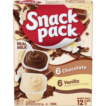 Snack Pack Vanilla & Chocolate Pudding Cups Family Pack, 12 ct