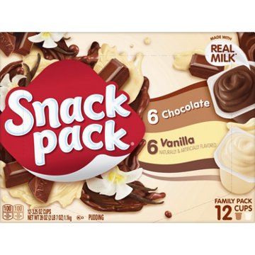 Snack Pack Vanilla & Chocolate Pudding Cups Family Pack, 12 ct