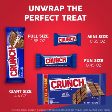 Crunch Milk Chocolate & Crisped Rice Full Size Candy Bar