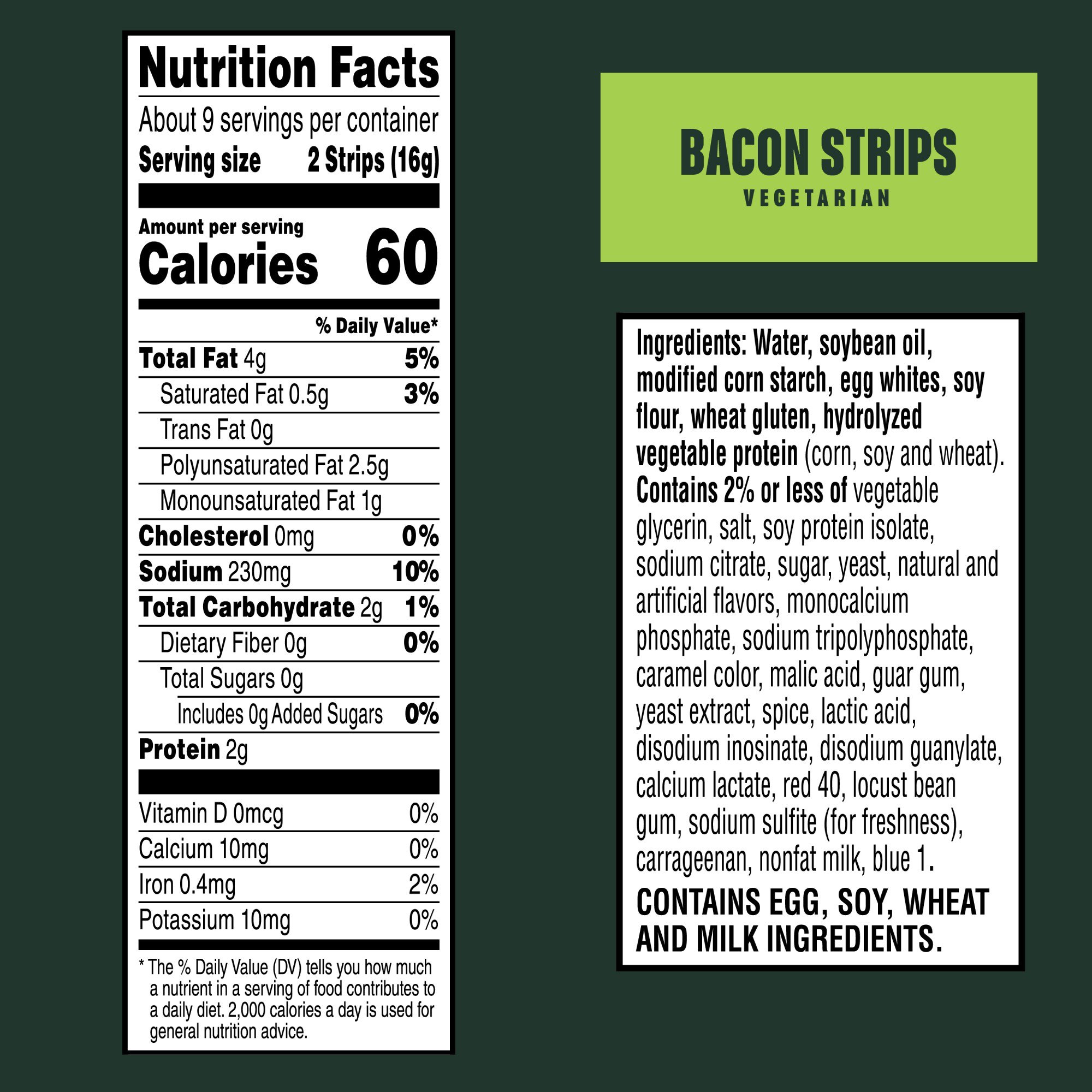 Food Label For Bacon