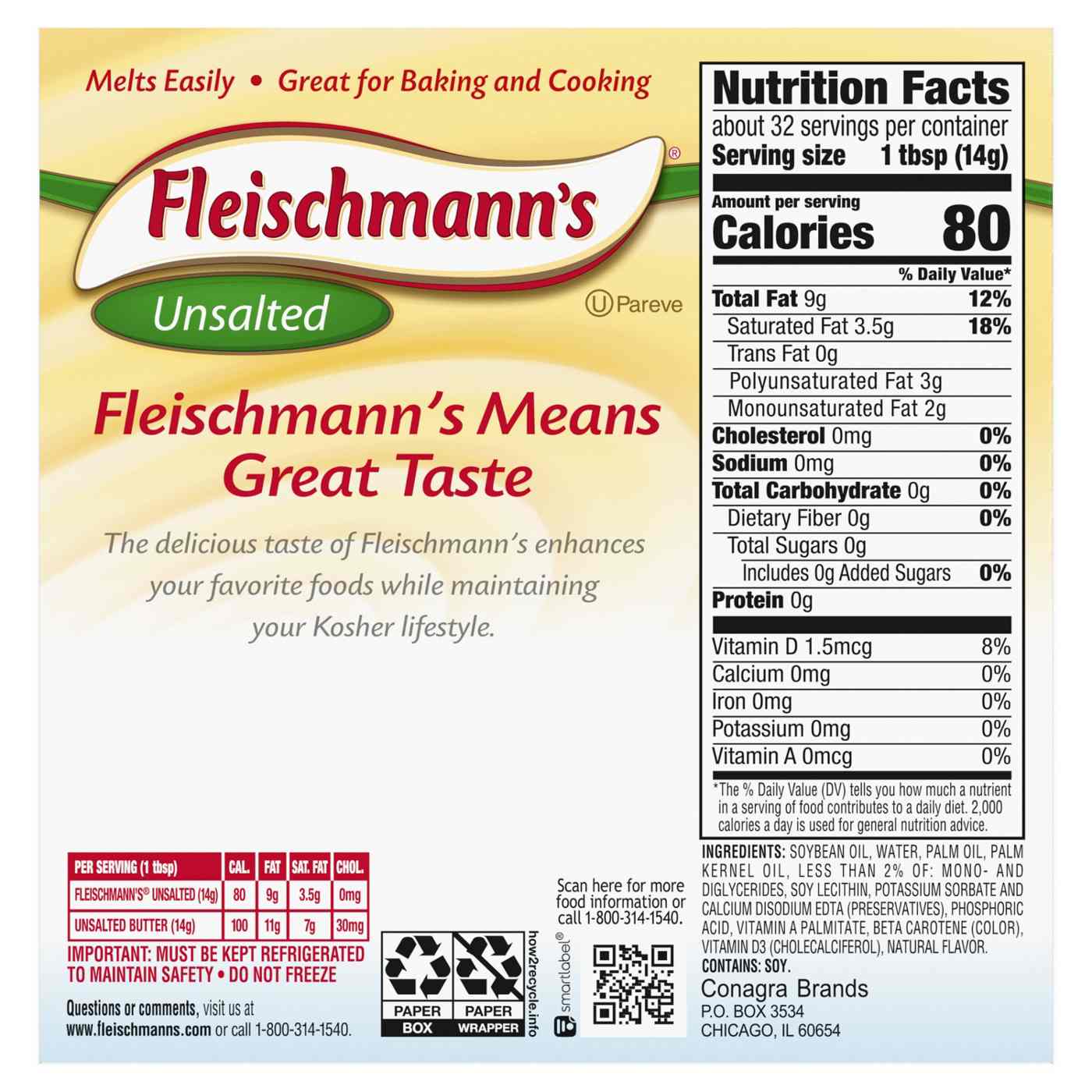 Fleischmann's Unsalted Vegetable Oil Spread Sticks; image 3 of 4