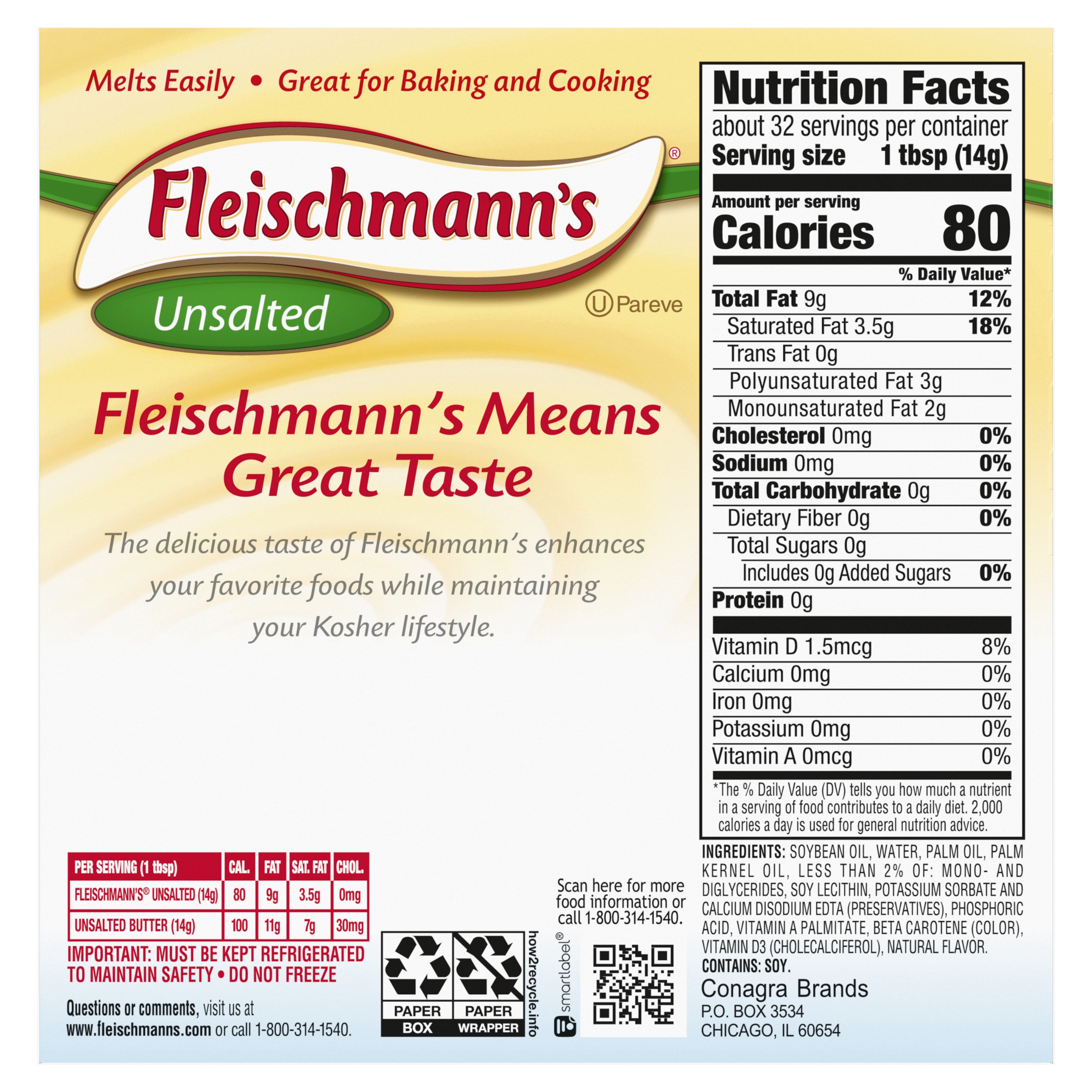 Fleischmann's® Unsalted Margarine Sticks, 1 lb - Kroger