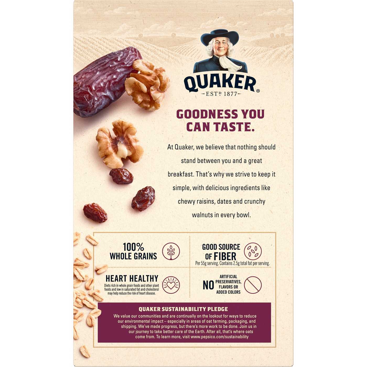 Quaker Instant Oatmeal - Raisin, Date & Walnut; image 2 of 2