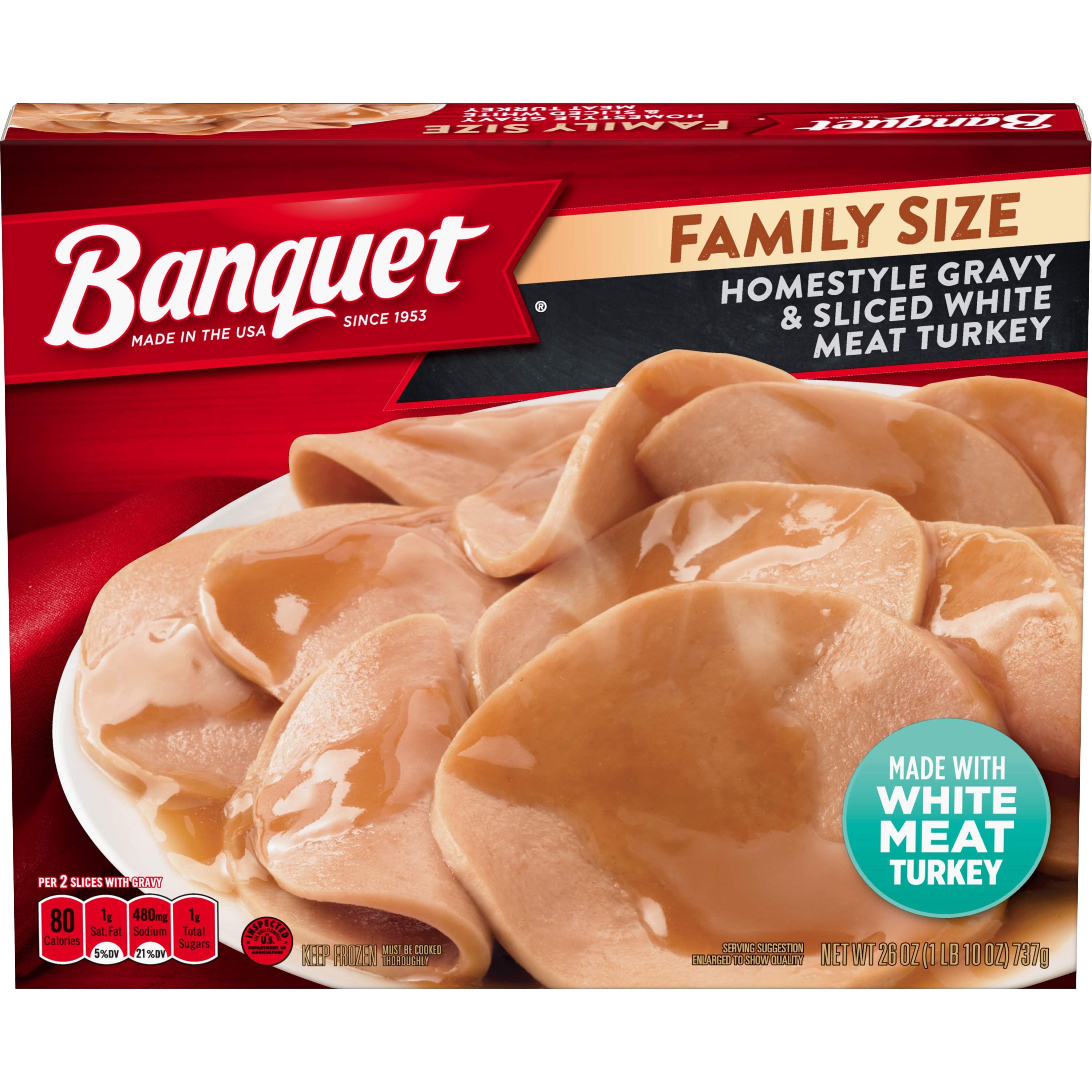 Banquet Homestyle Gravy and Sliced White Meat Turkey Family Size Shop Turkey at HEB
