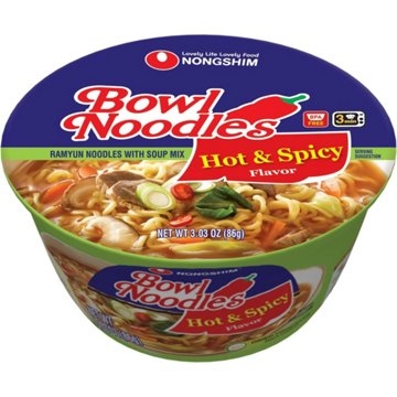 Nongshim Hot and Spicy Flavor Picante Bowl Noodle Soup, 3.03 oz