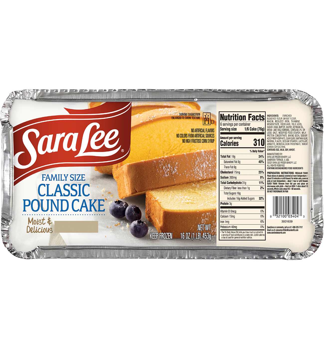 Sara Lee Classic Pound Cake - Family Size; image 1 of 4