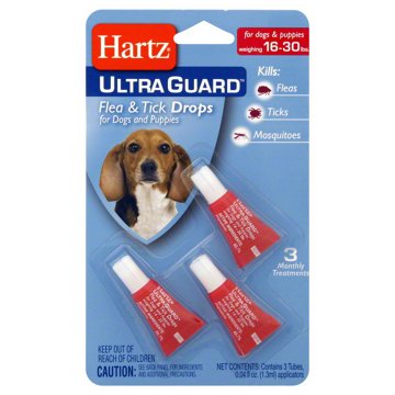 Hartz Ultra Guard Flea & Tick Drops for Dogs & Puppies 16-30 lb, 3 ct